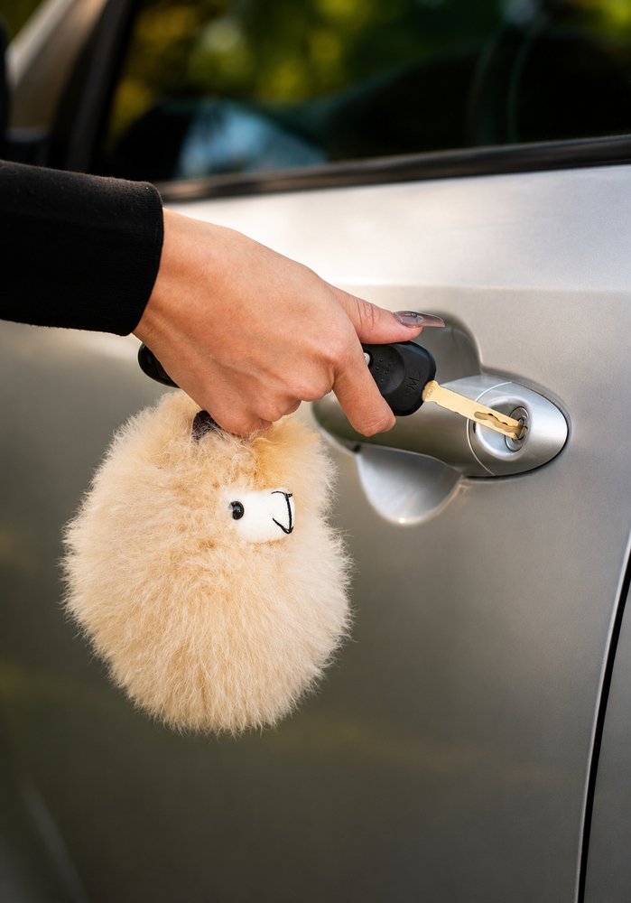 Handcrafted Alpaca Head Key Chain